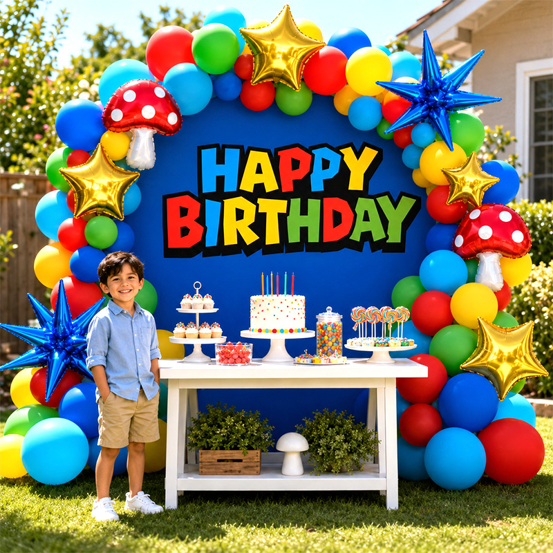 Party Games Mario - Super Bors Red Mushroom Balloon Arch