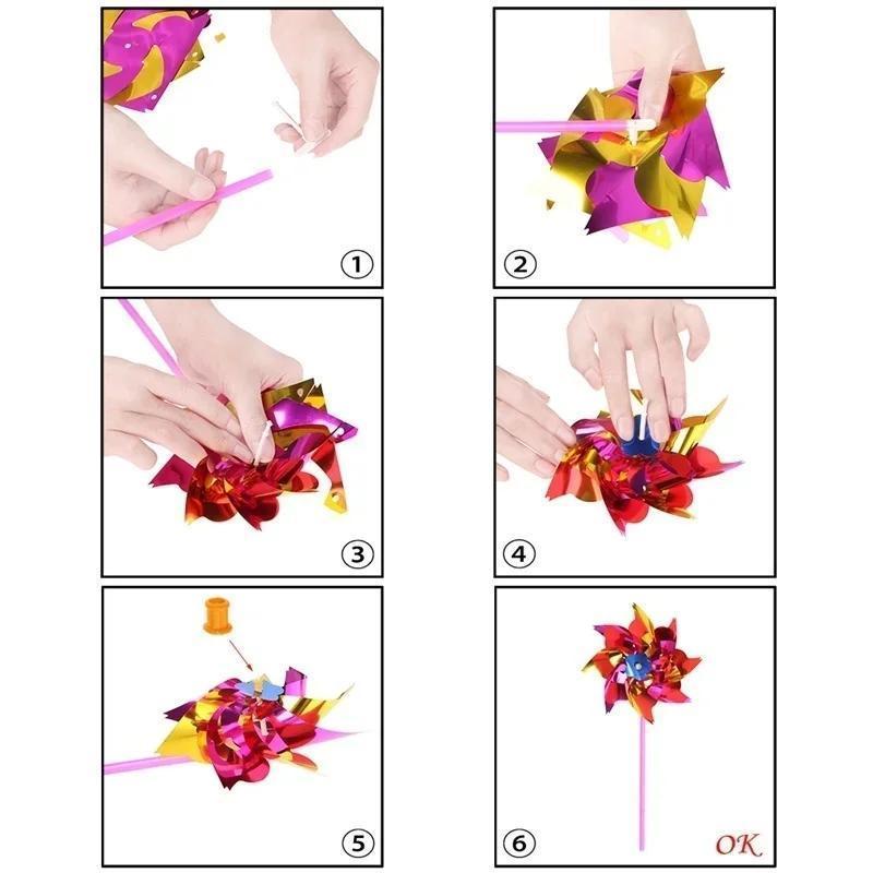 6Pcs Plastic Windmill Pinwheel - Games Garden Party 评论和价格